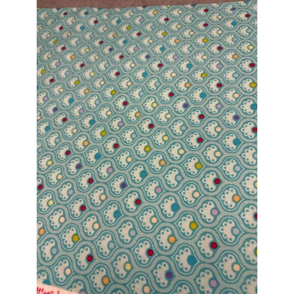 Nancy Halvorsen Curiosities Cotton Fabric 1/2 yard x 44" Turquoise Retro Print b - Picture 4 of 11